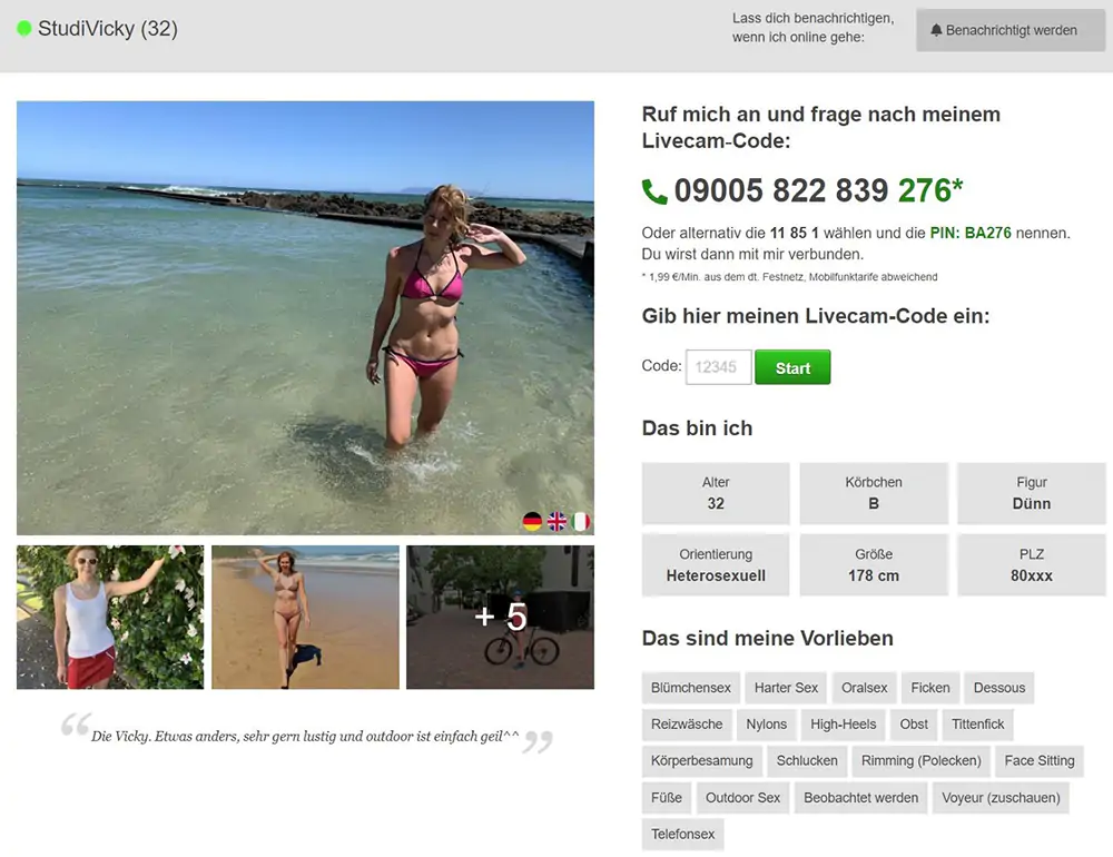 In den Setcards der Profile erfährst du viele intime Dinge der Amateur Darsteller